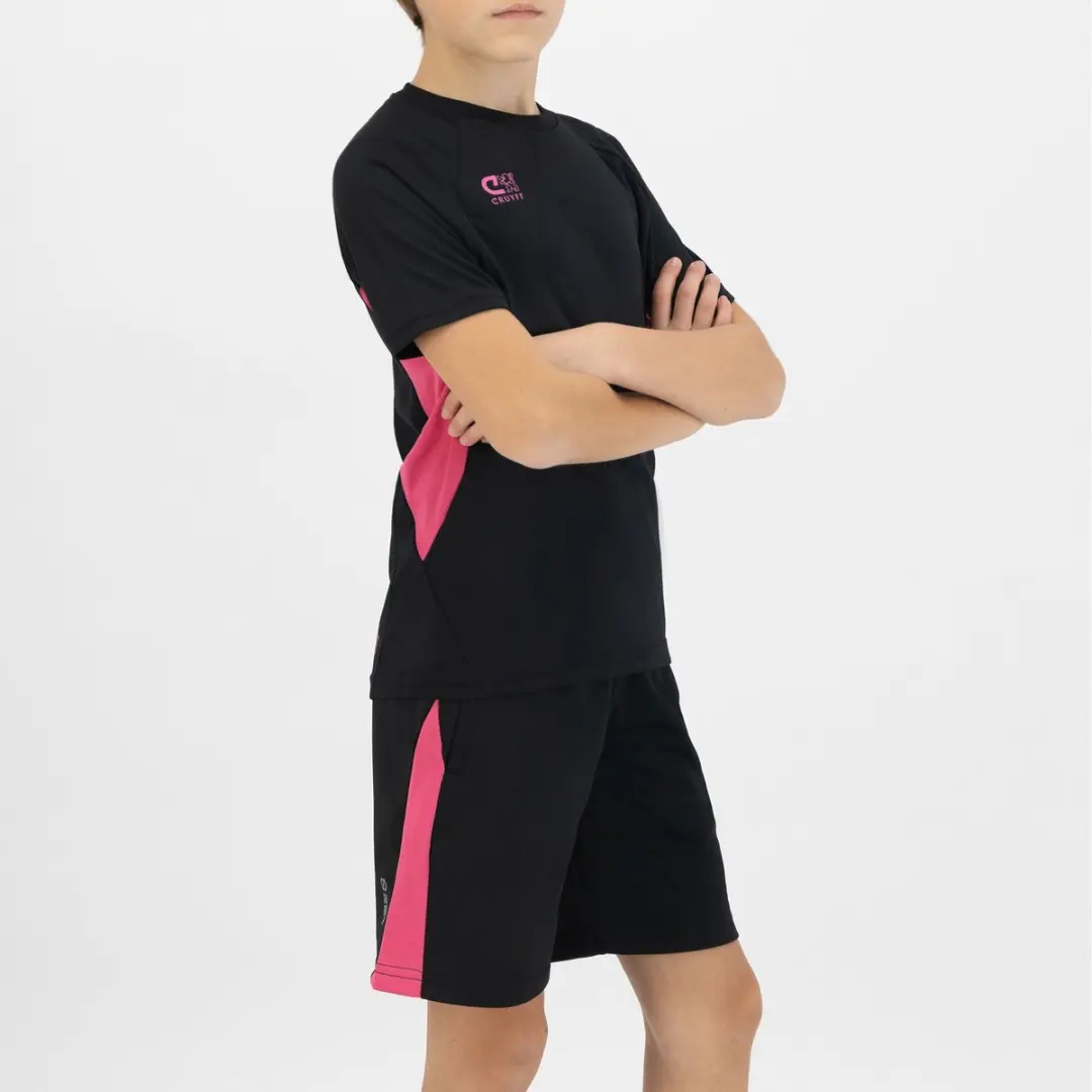 Cruyff Turn Tech Shirt Junior 140 - Zwart Roze