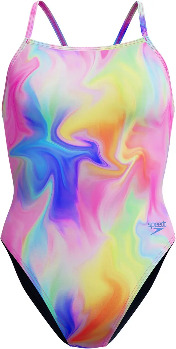 Speedo Badpak Printed V-Back 40 - Blauw/Rozem