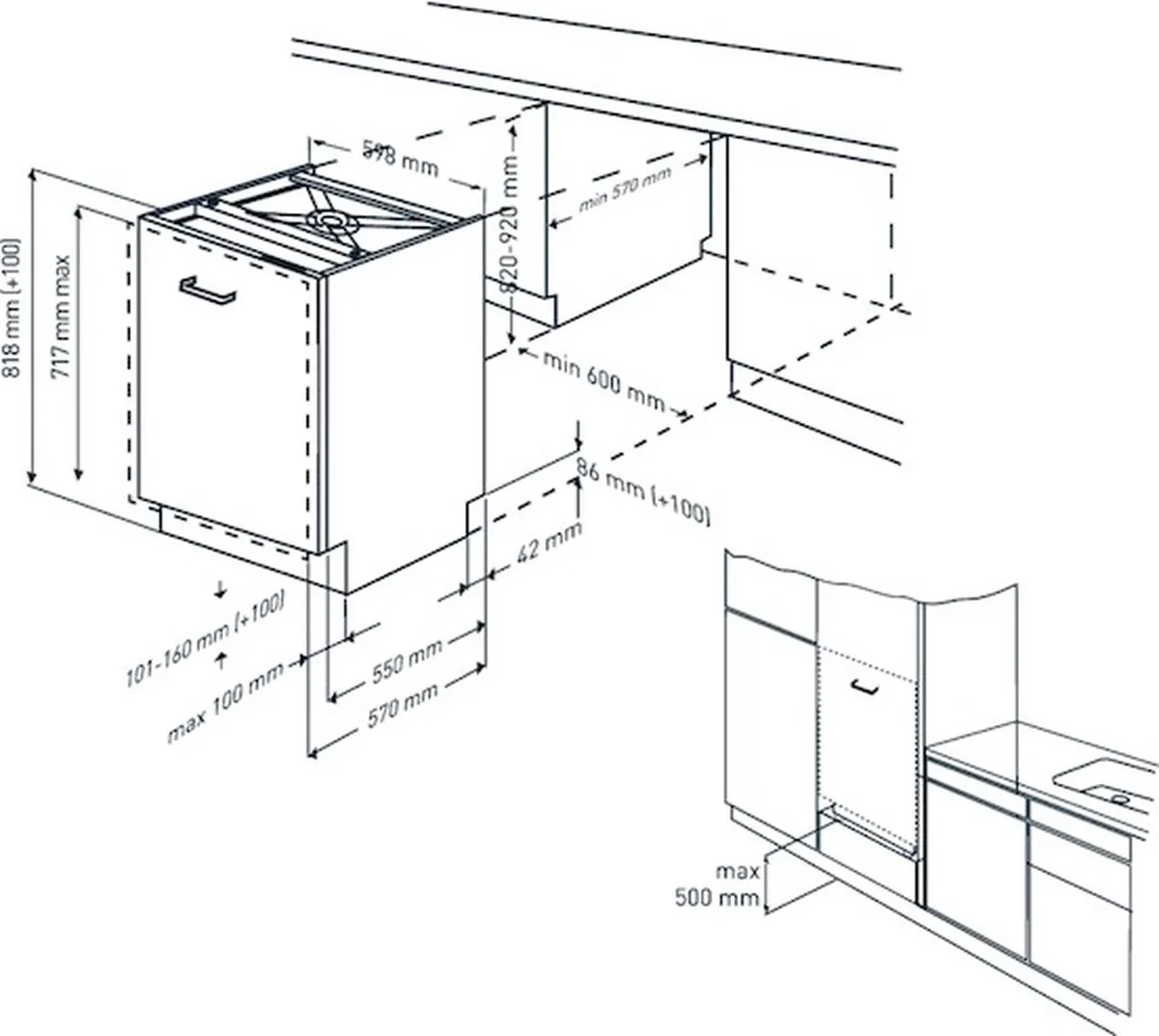 Beko BDIT38532 CornerIntense Inbouwvaatwasser 13 Couverts - Wit