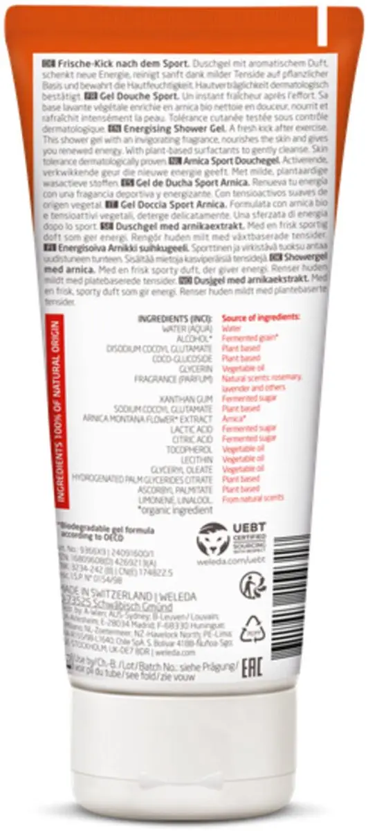Weleda Douchegel Sport Arnica 200ml - 15 Stuks
