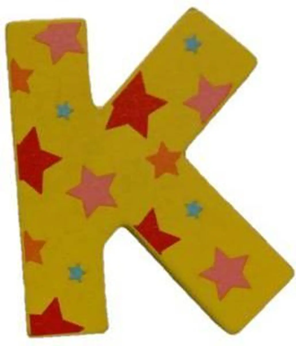 BIGJIGS Decoratieletter K Hout - 7cm - Geel