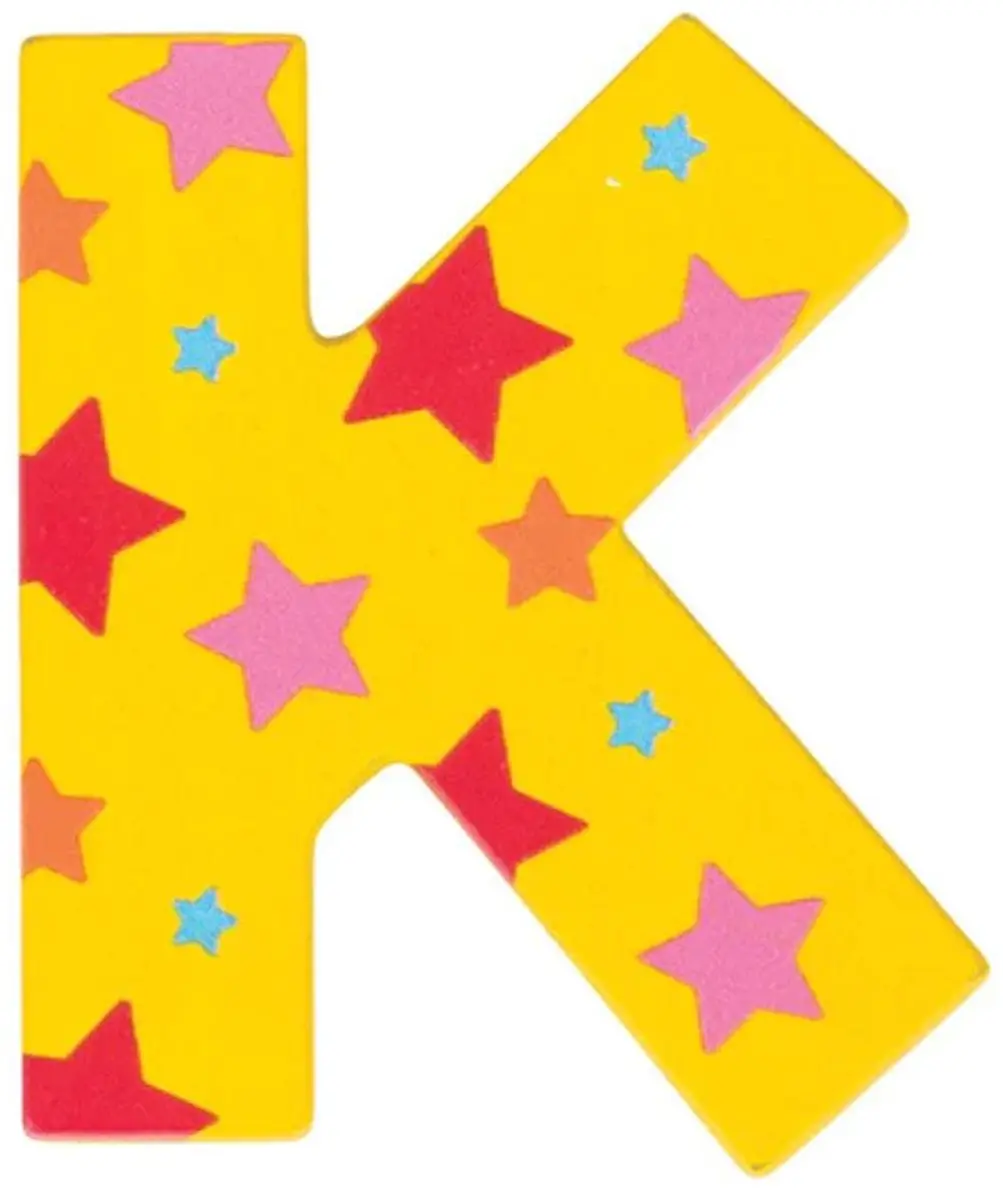 BIGJIGS Decoratieletter K Hout - 7cm - Geel