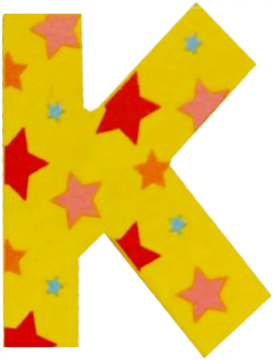 BIGJIGS Decoratieletter K Hout - 7cm - Geel