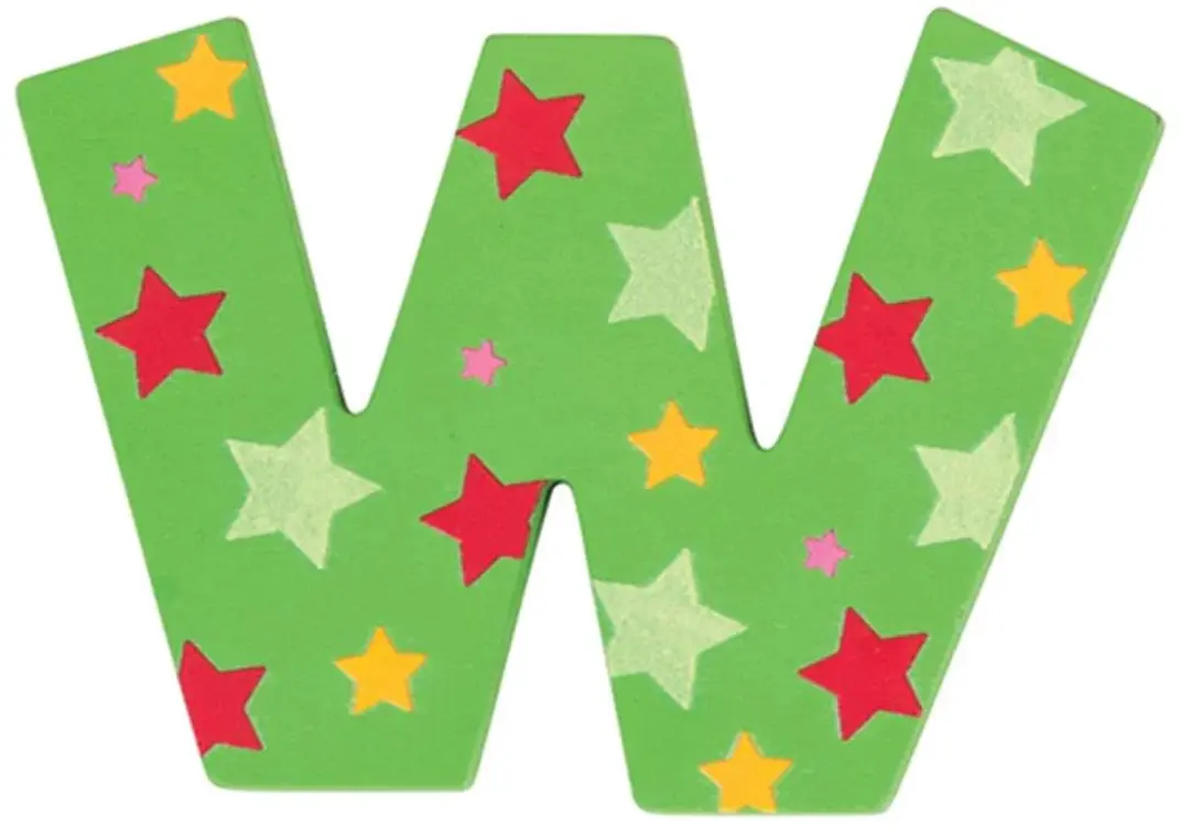 BIGJIGS Decoratieletter W Hout 7cm Groen