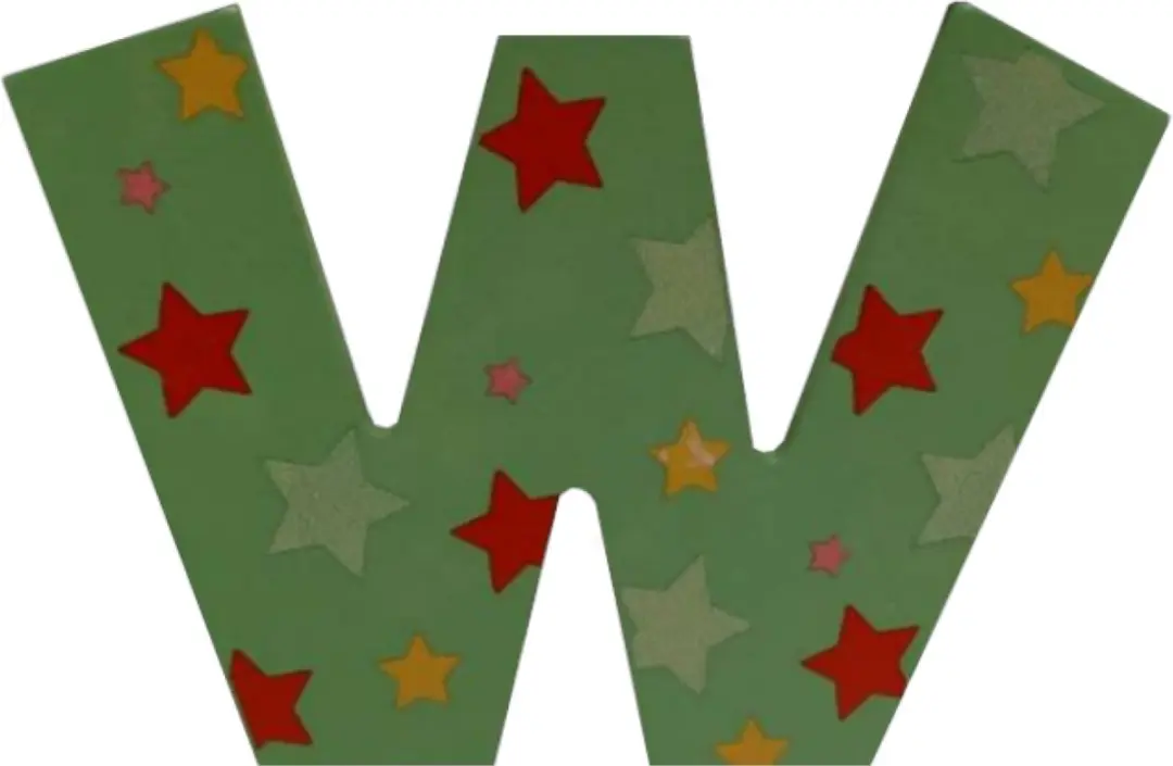 BIGJIGS Decoratieletter W Hout 7cm Groen