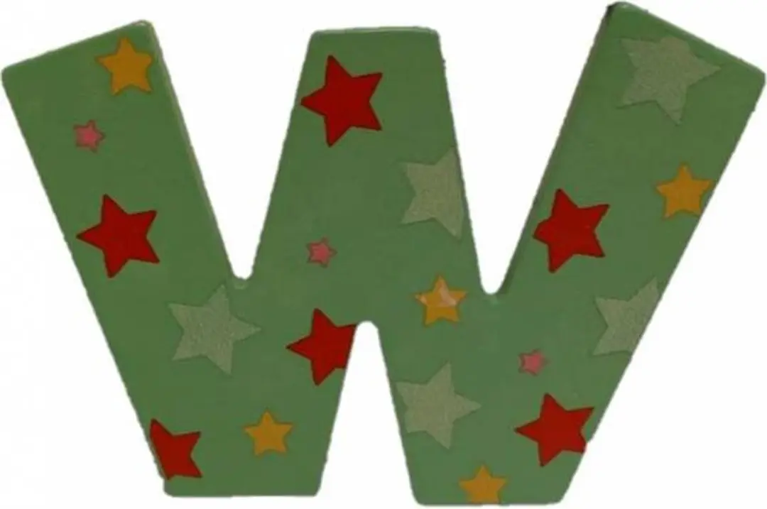 BIGJIGS Decoratieletter W Hout 7cm Groen