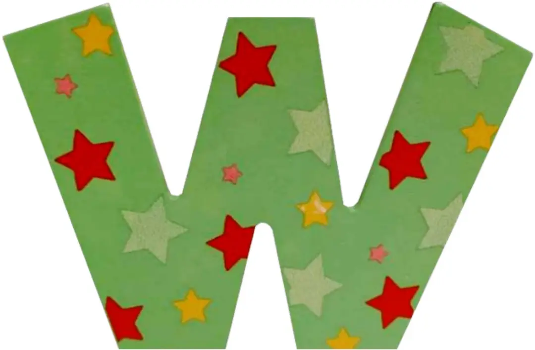 BIGJIGS Decoratieletter W Hout 7cm Groen