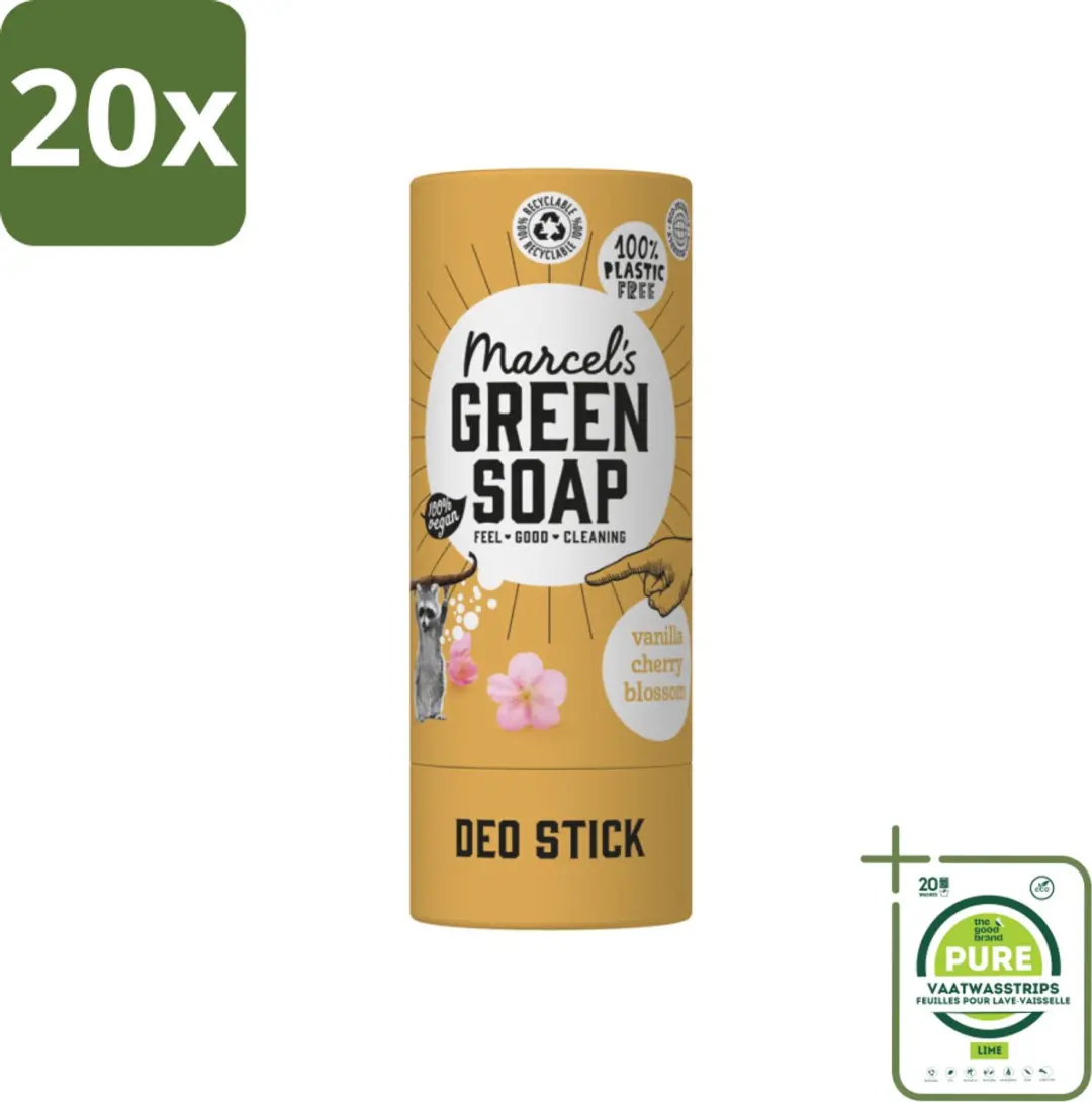 Marcel's Green Soap Deodorant Stick Vanille & Kersenbloesem 20 Stuks