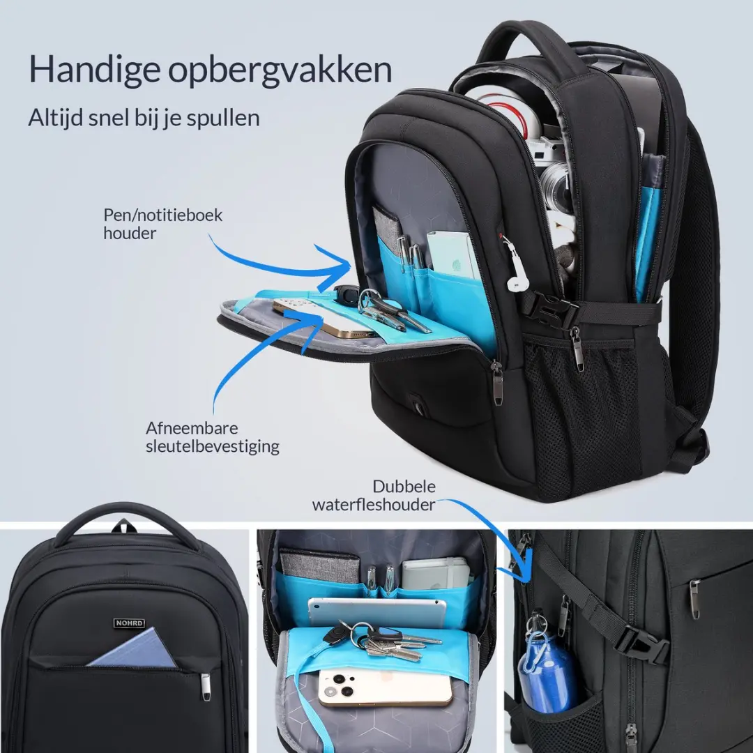 Nohrd Laptop Rugzak 17 inch 30L - Zwart