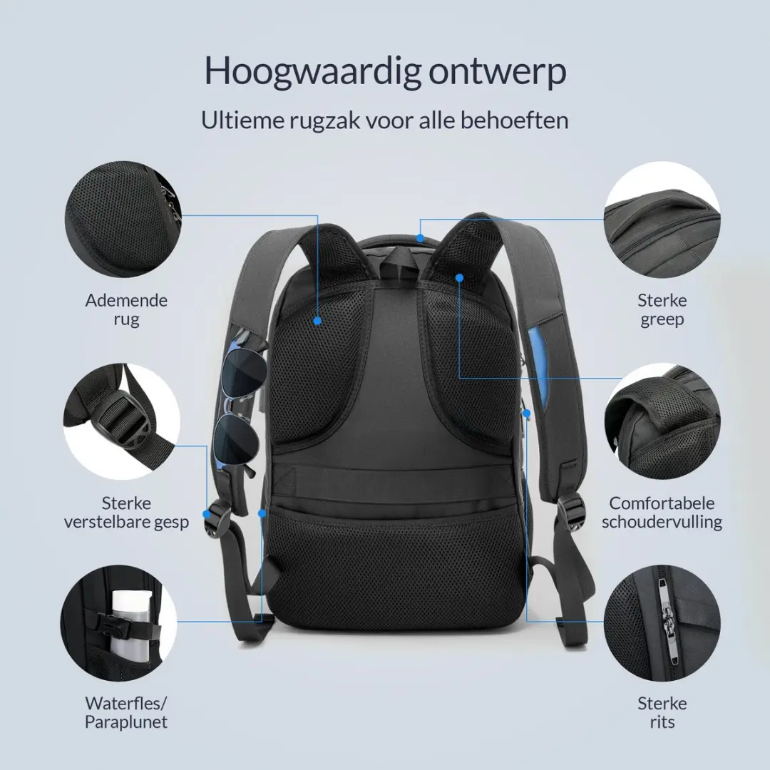 Nohrd Laptop Rugzak 17 inch 30L - Zwart