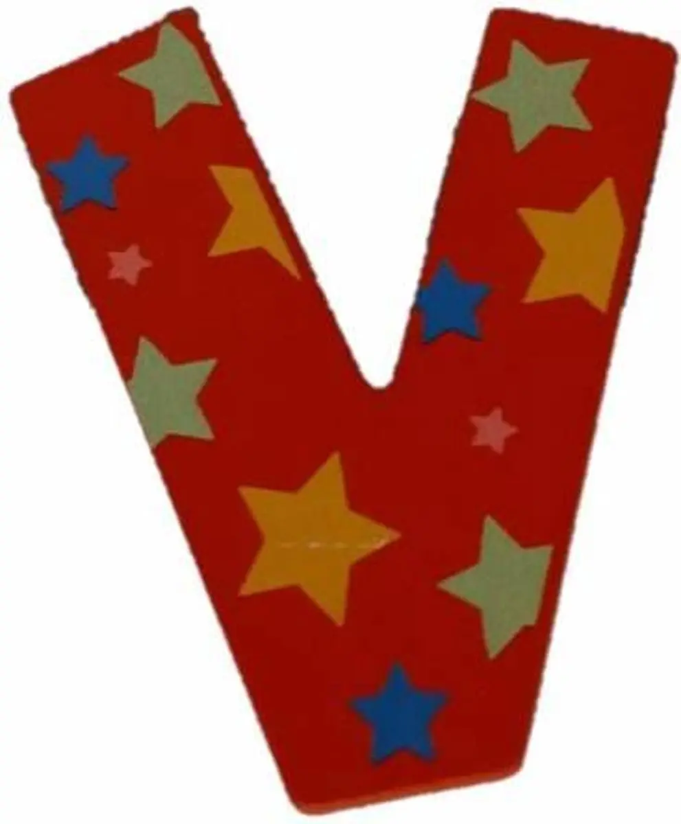 BIGJIGS Decoratieletter V Hout 7cm Rood