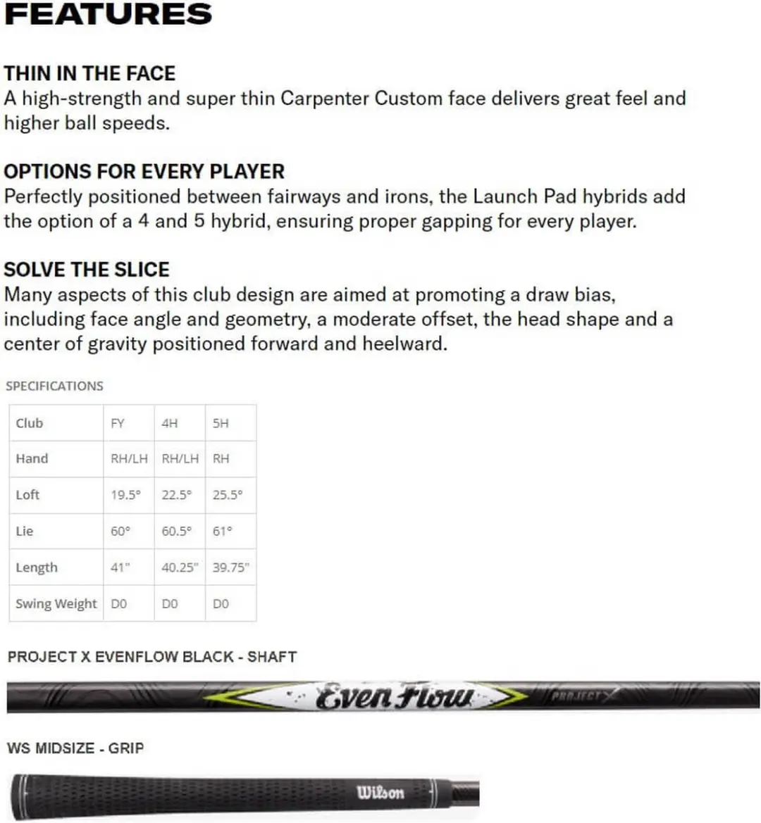 Wilson Launch Pad 2 Ladies Hybride Club - Zwart