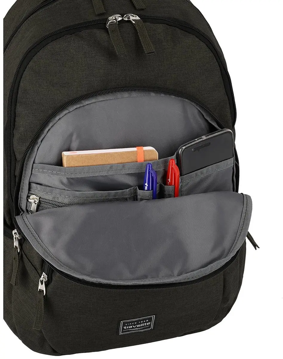 Travelite Basic Backpack 22L - 7 Vakken - Laptop 12" - Grijs
