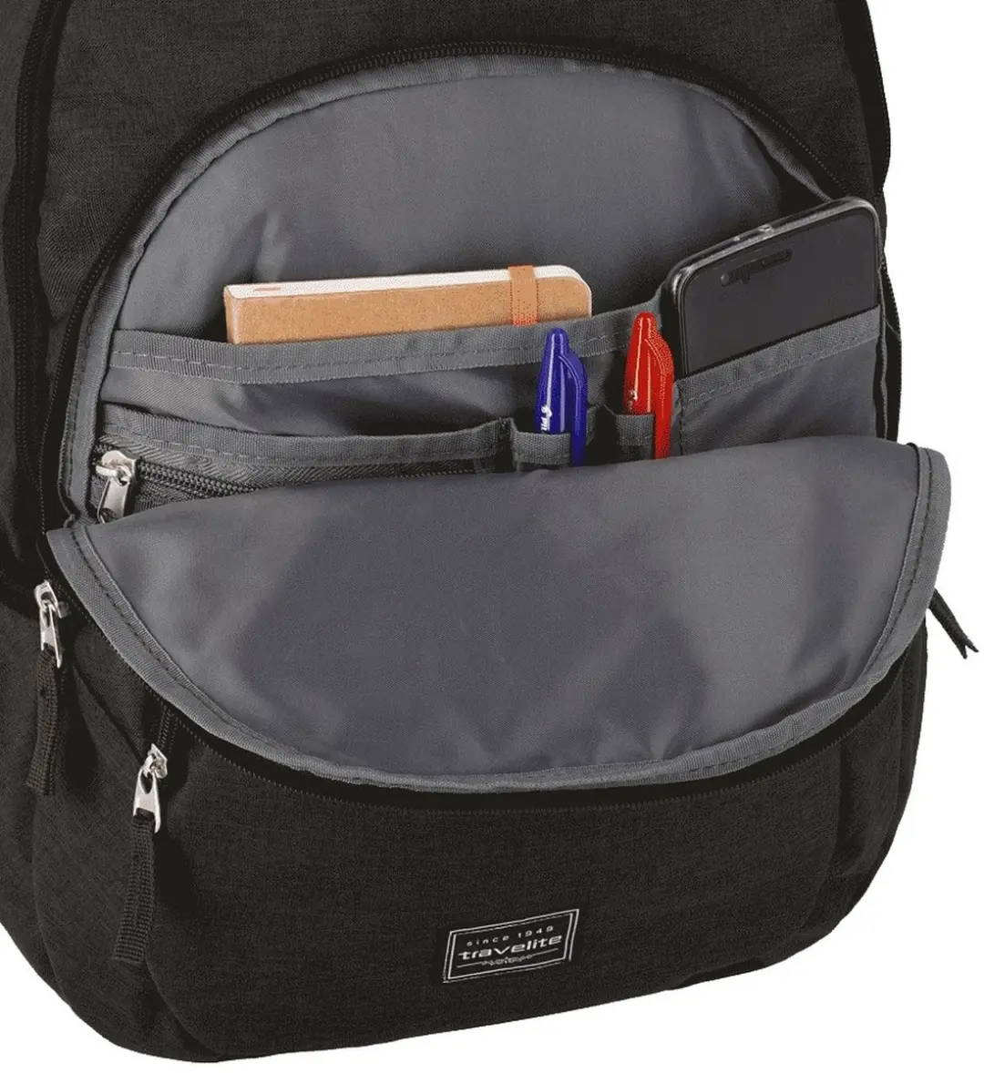 Travelite Basic Backpack 22L - 7 Vakken - Laptop 12" - Grijs
