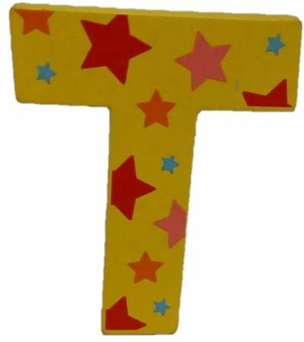 BIGJIGS Decoratieletter T Hout 7cm Geel