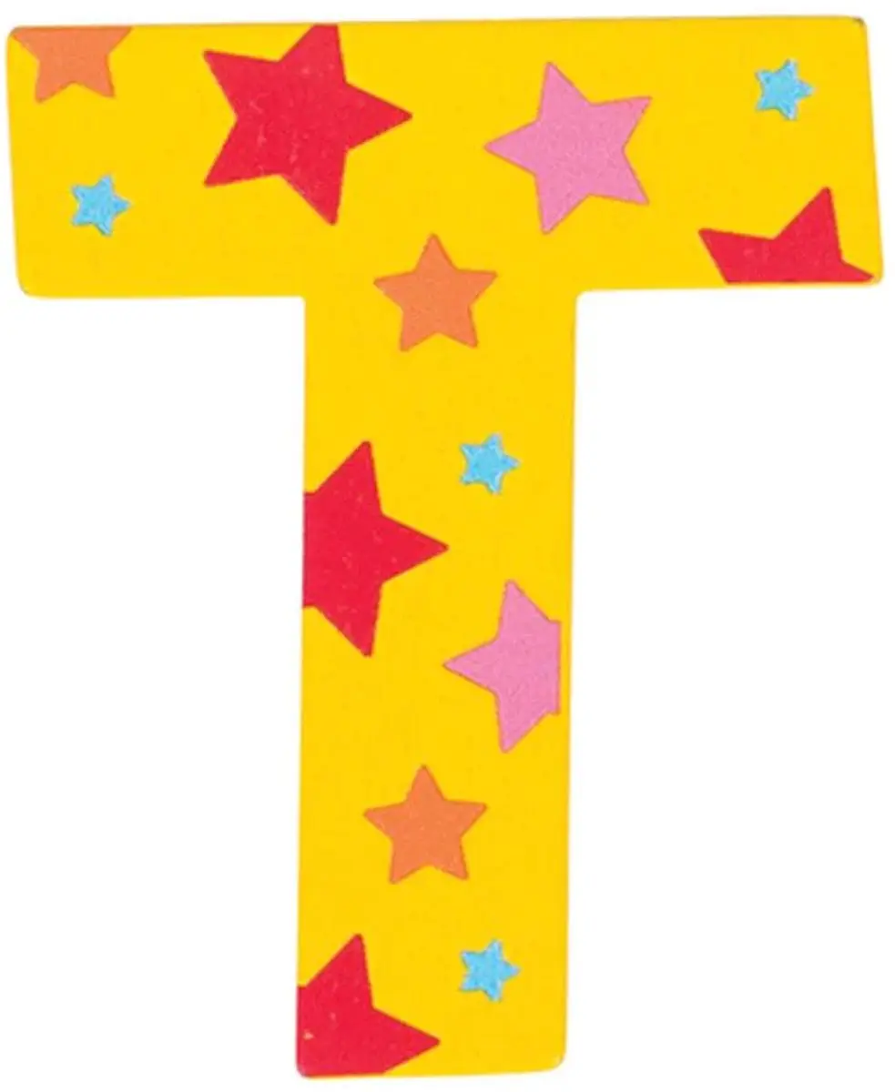 BIGJIGS Decoratieletter T Hout 7cm Geel