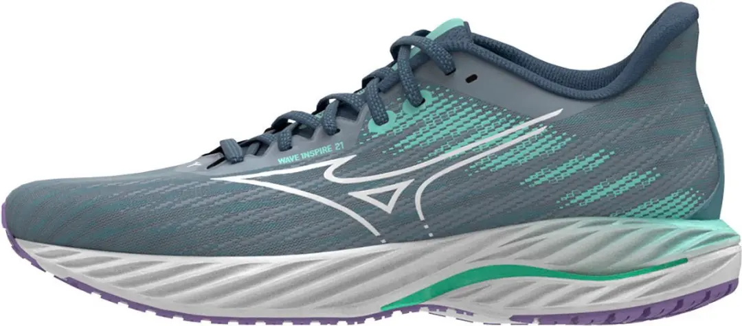 Mizuno Wave Inspire 21 Dames Hardloopschoenen 37 - Tradewinds/Wit/Neo Mint - afbeelding 2 van 6