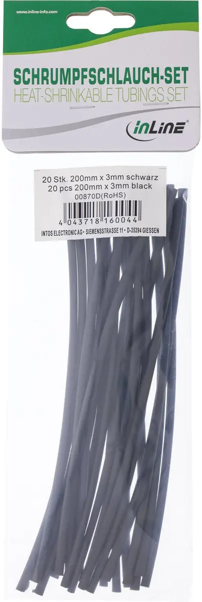 InLine Krimpkous 200mm - 3mm naar 1,5mm - 20 Stuks