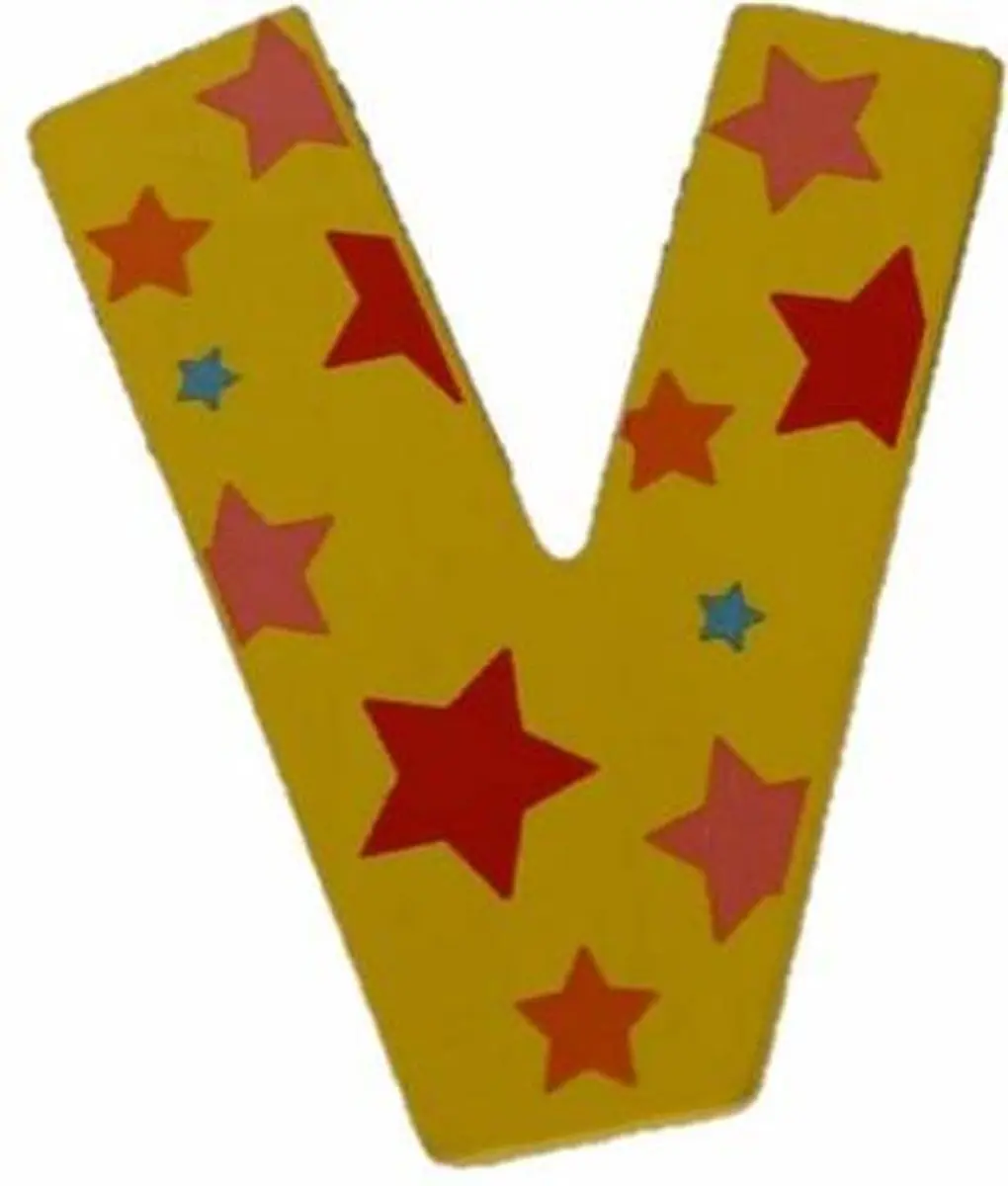 BIGJIGS Decoratieletter V - Hout - 7cm - Geel