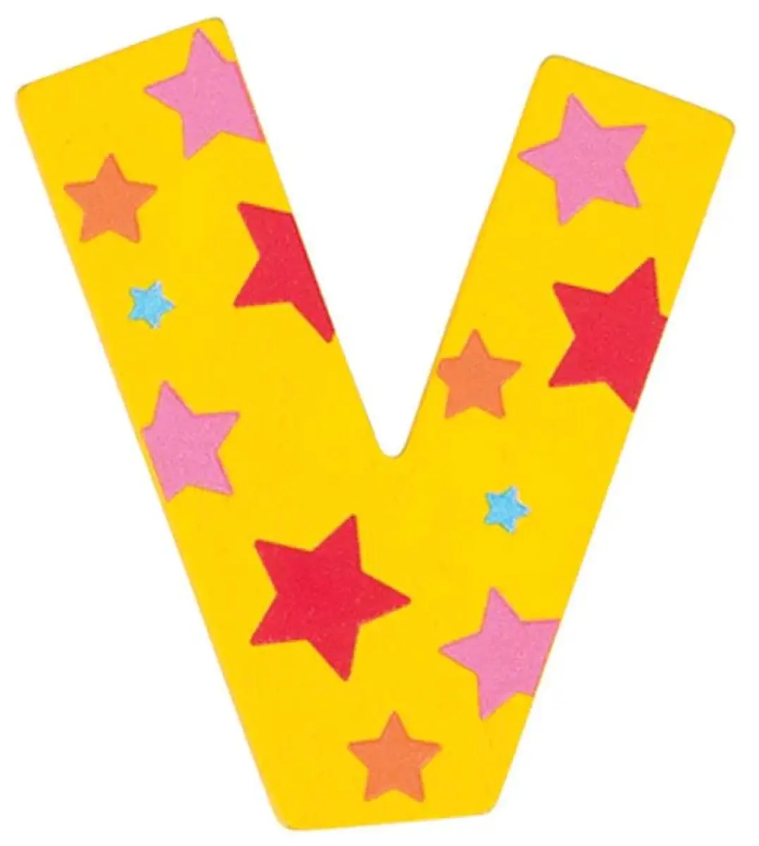 BIGJIGS Decoratieletter V - Hout - 7cm - Geel