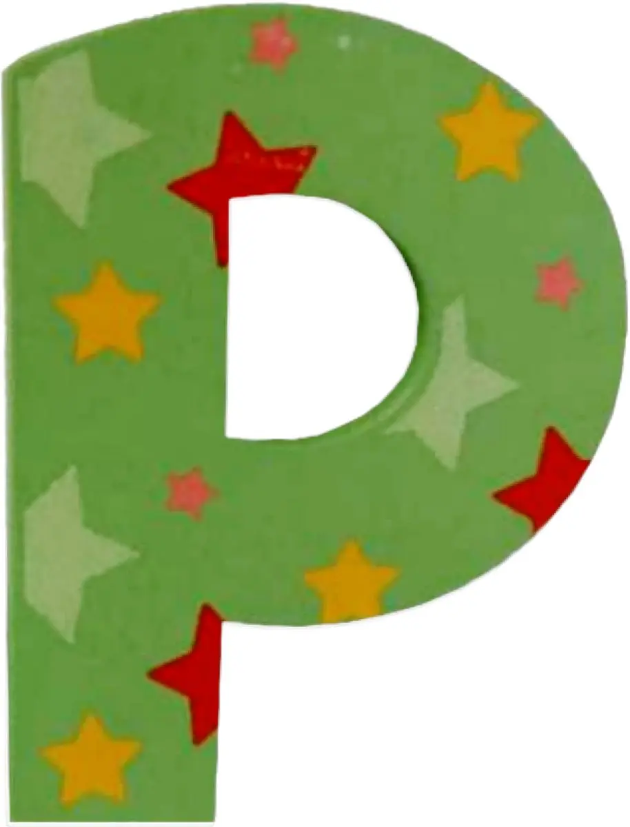 BIGJIGS Decoratieletter P Hout 7cm Groen