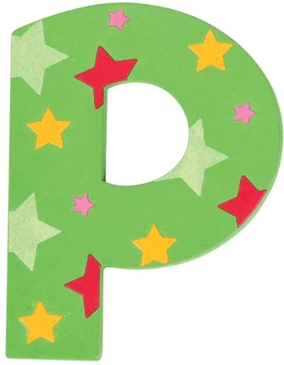BIGJIGS Decoratieletter P Hout 7cm Groen