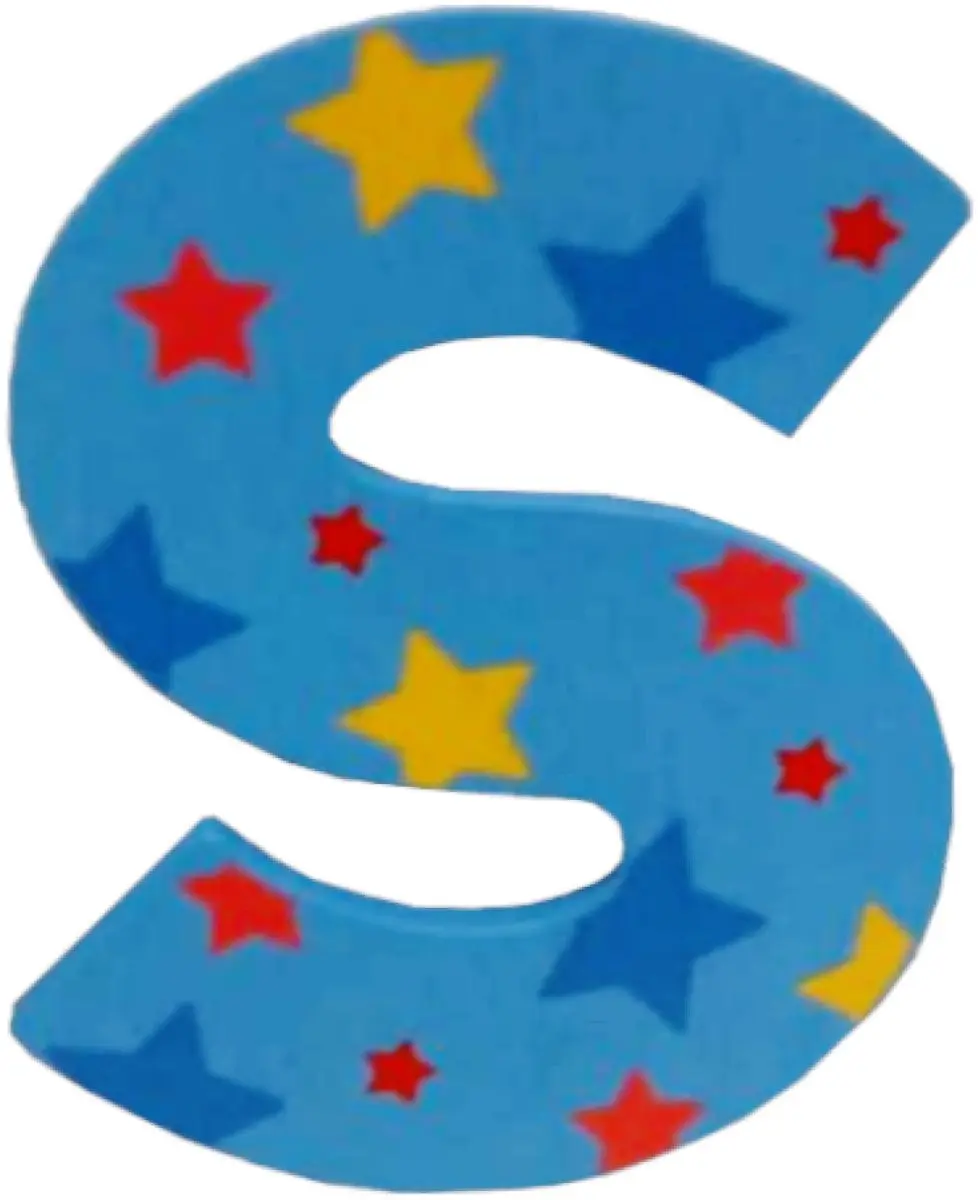 BIGJIGS Decoratieletter S Hout 7cm Blauw