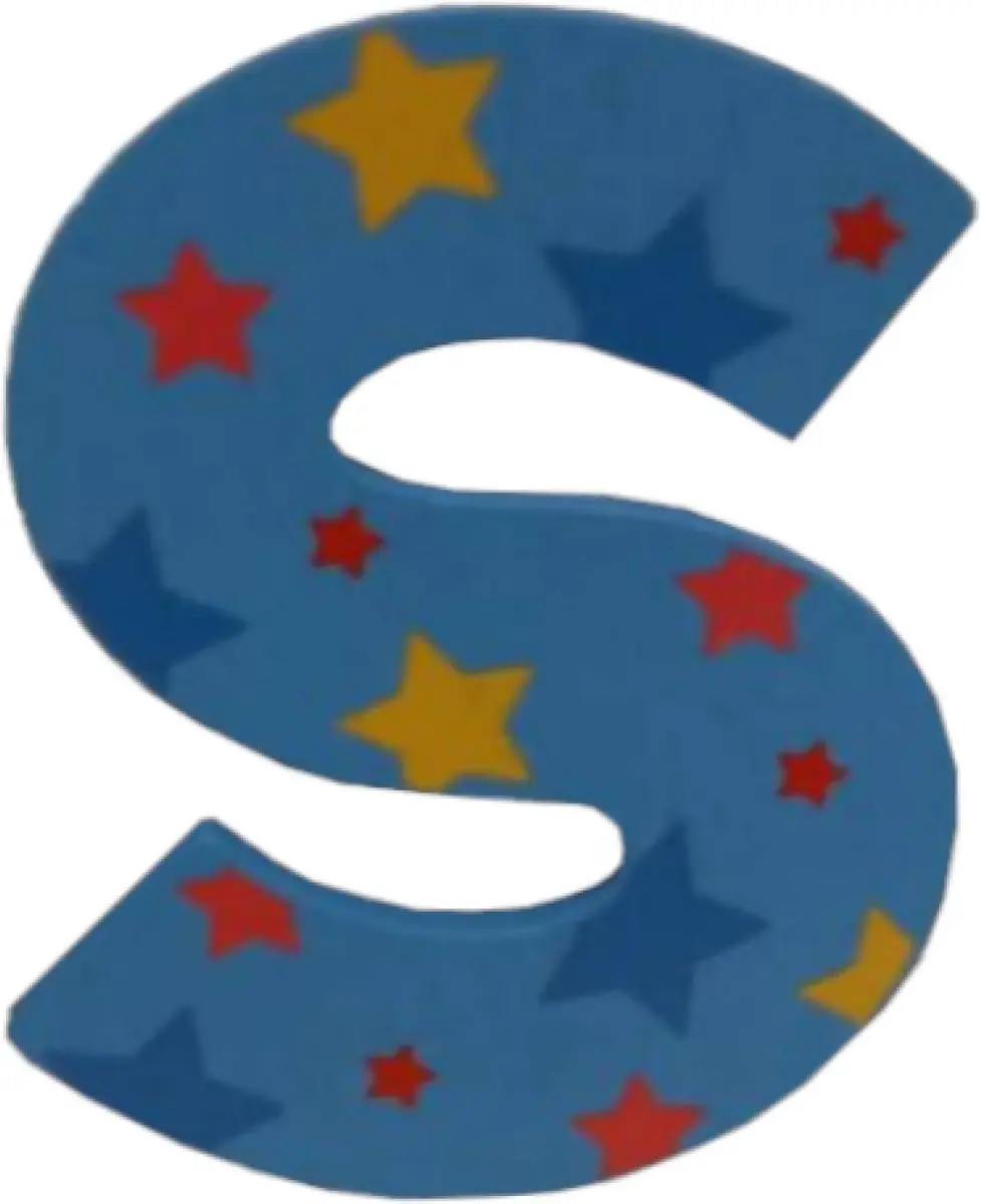 BIGJIGS Decoratieletter S Hout 7cm Blauw