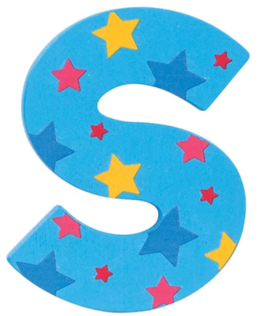 BIGJIGS Decoratieletter S Hout 7cm Blauw