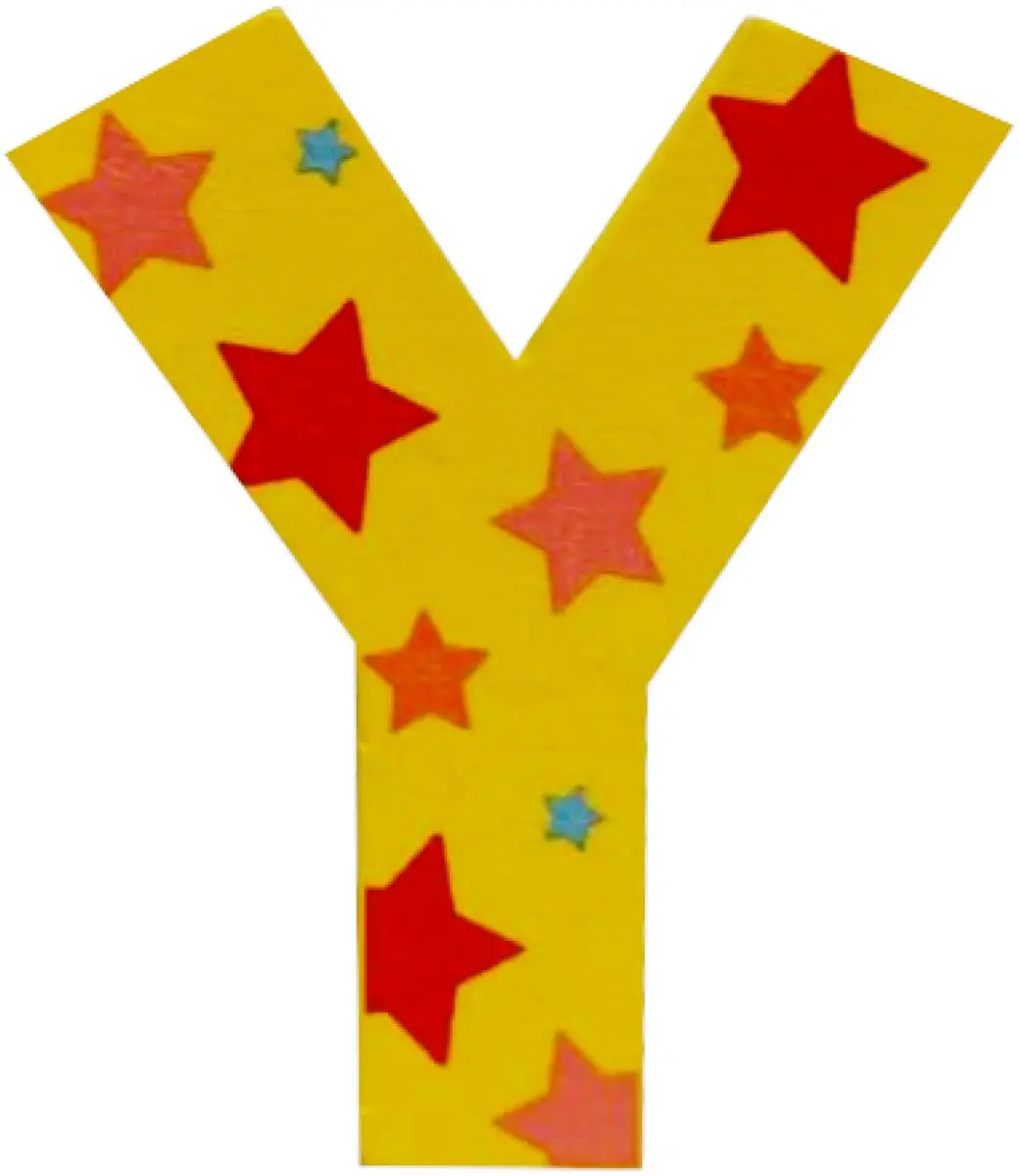 BIGJIGS Decoratieletter Y Hout 7cm - Geel