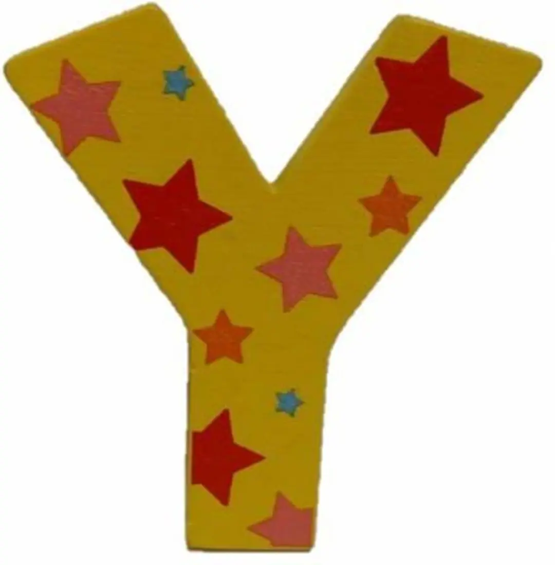 BIGJIGS Decoratieletter Y Hout 7cm - Geel