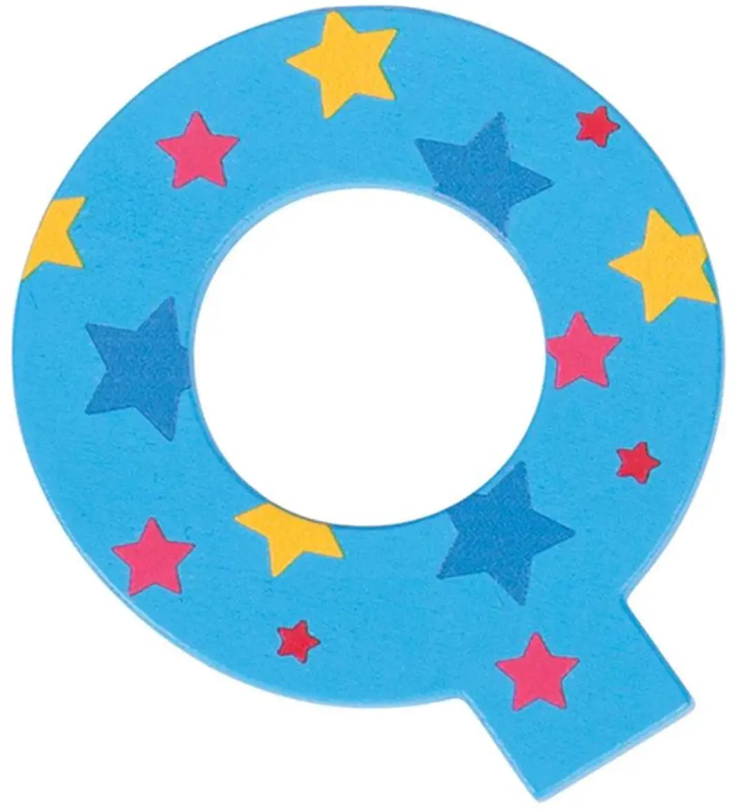 BIGJIGS Decoratieletter Q Hout 7cm Blauw