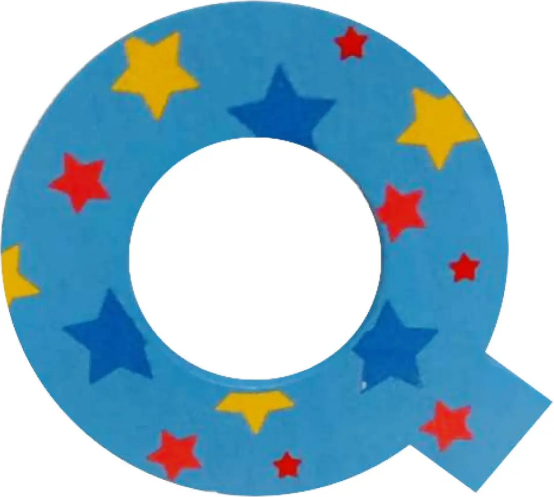BIGJIGS Decoratieletter Q Hout 7cm Blauw