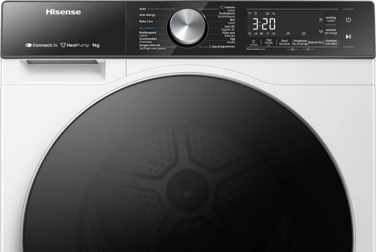 Hisense 5S Serie DH5S902BW Wasdroger met C Energielabel - Warmtepompdroger - 9kg - ConnectLife - Basket Dry
