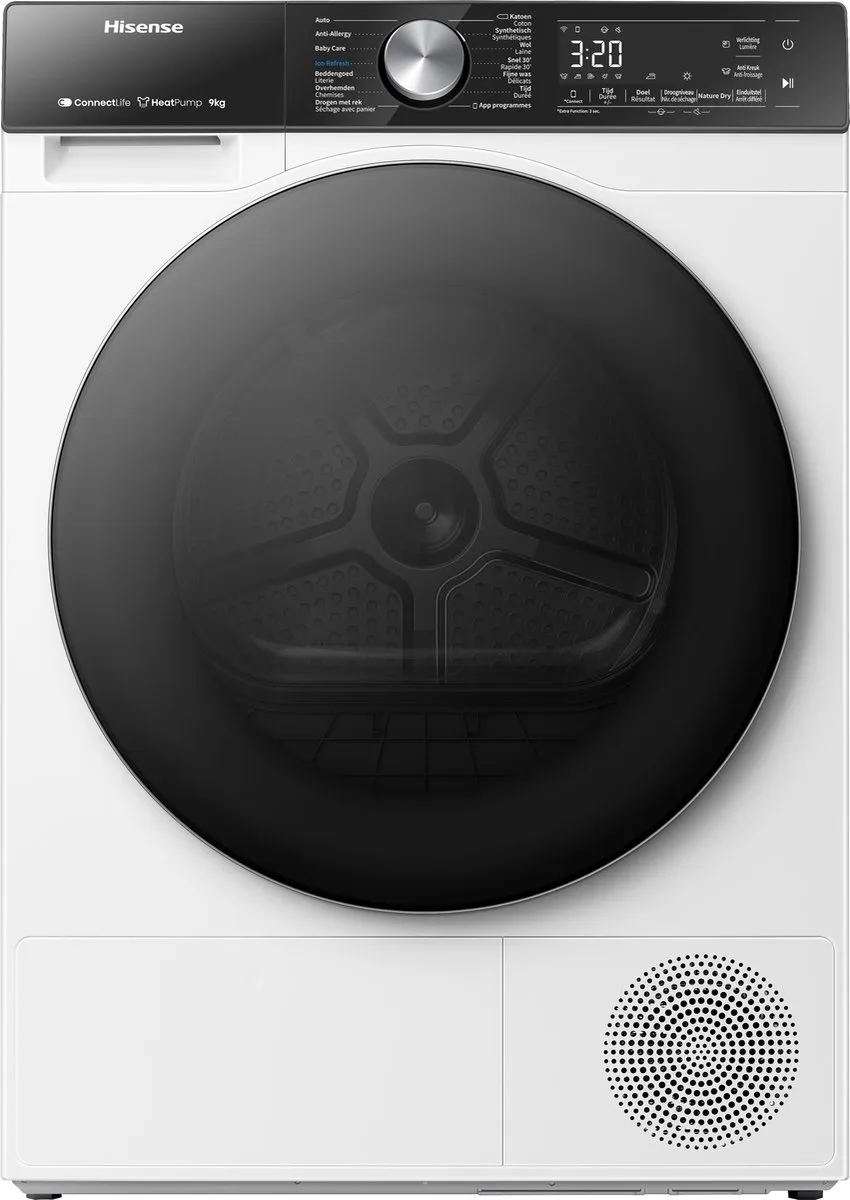 Hisense 5S Serie DH5S902BW Wasdroger met C Energielabel - Warmtepompdroger - 9kg - ConnectLife - Basket Dry