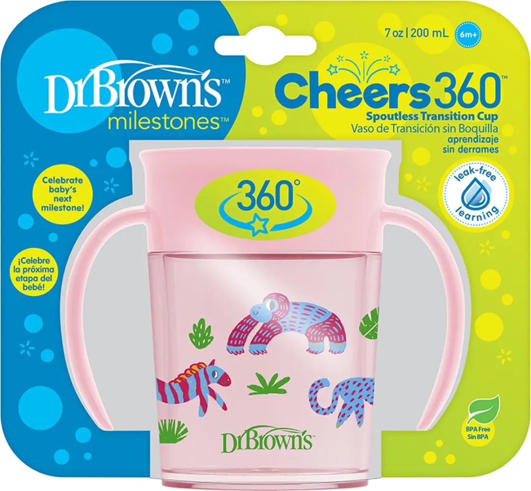 Dr. Brown's Cheers 360° Drinkbeker 200ml - Roze