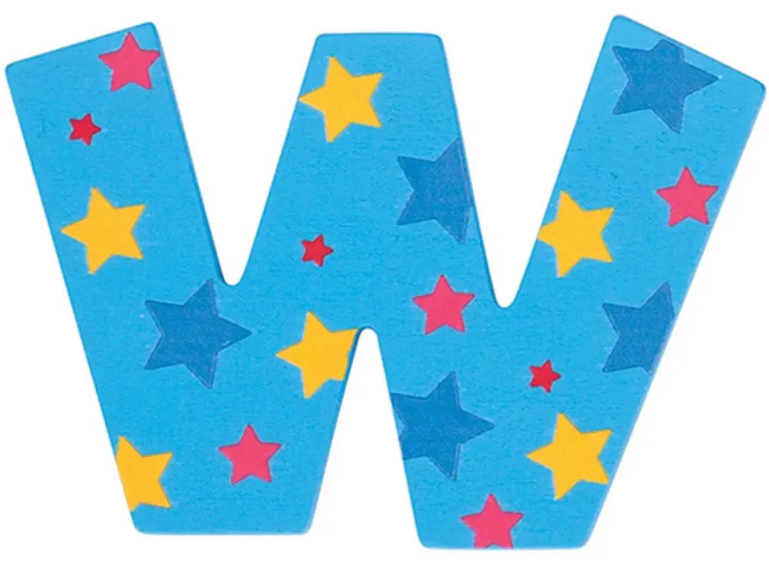 BIGJIGS Decoratieletter W Hout 7cm Blauw