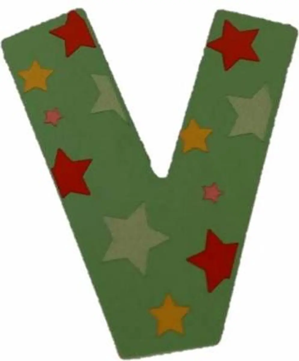 BIGJIGS Decoratieletter V - Hout - 7cm - Groen