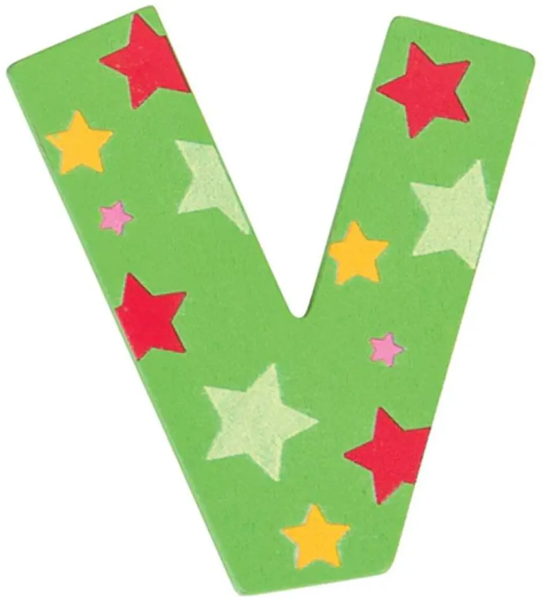 BIGJIGS Decoratieletter V - Hout - 7cm - Groen
