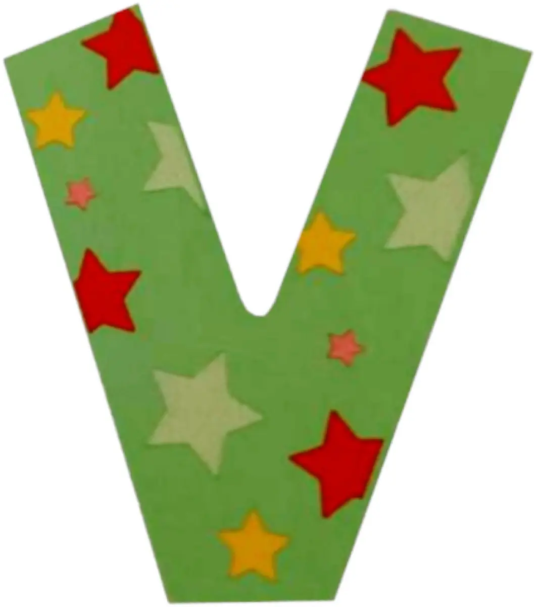 BIGJIGS Decoratieletter V - Hout - 7cm - Groen