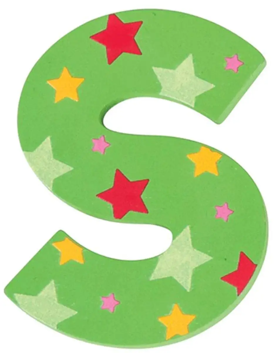 BIGJIGS Decoratieletter S Hout 7cm Groen