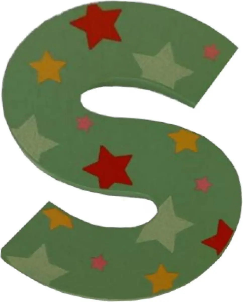 BIGJIGS Decoratieletter S Hout 7cm Groen