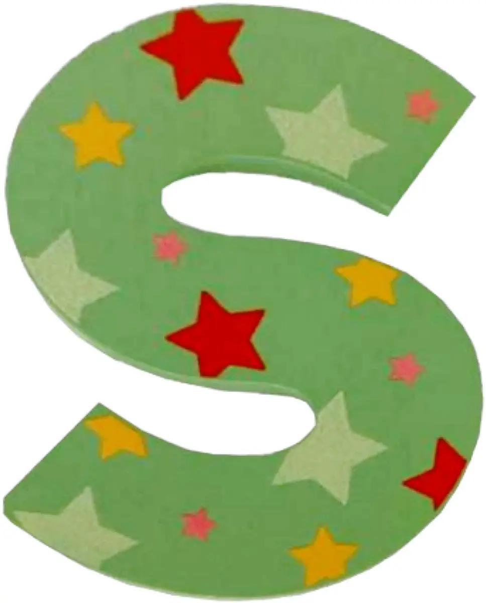 BIGJIGS Decoratieletter S Hout 7cm Groen