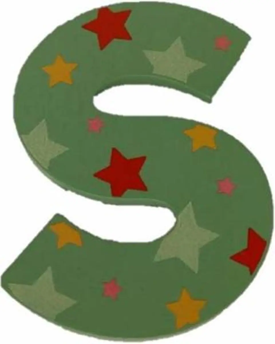 BIGJIGS Decoratieletter S Hout 7cm Groen