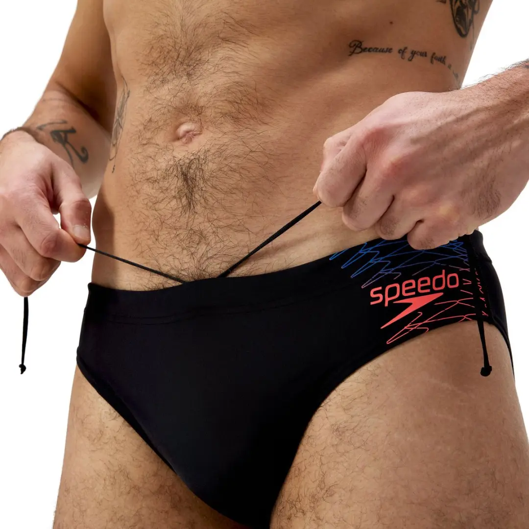 Speedo Medley Logo 7cm Brief Heren Sportzwembroek - Zwart/Oranje