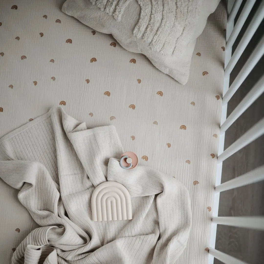 Mushie Knitted Deken 80x100cm - Ribbed Beige