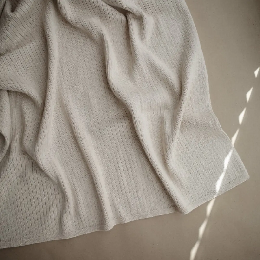 Mushie Knitted Deken 80x100cm - Ribbed Beige
