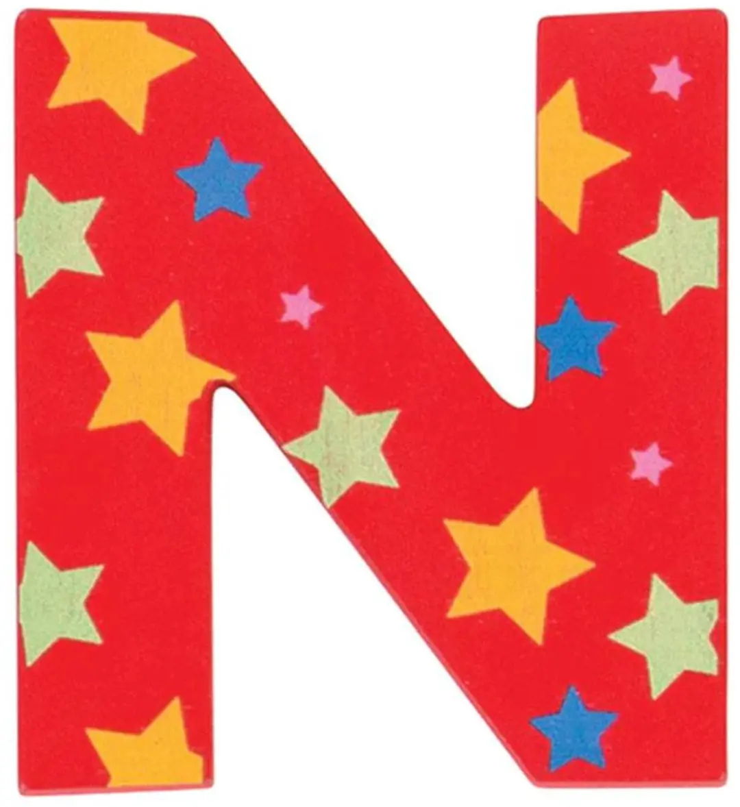 BIGJIGS Decoratieletter N Hout 7cm - Rood
