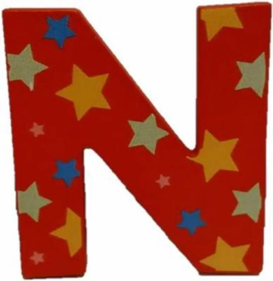 BIGJIGS Decoratieletter N Hout 7cm - Rood