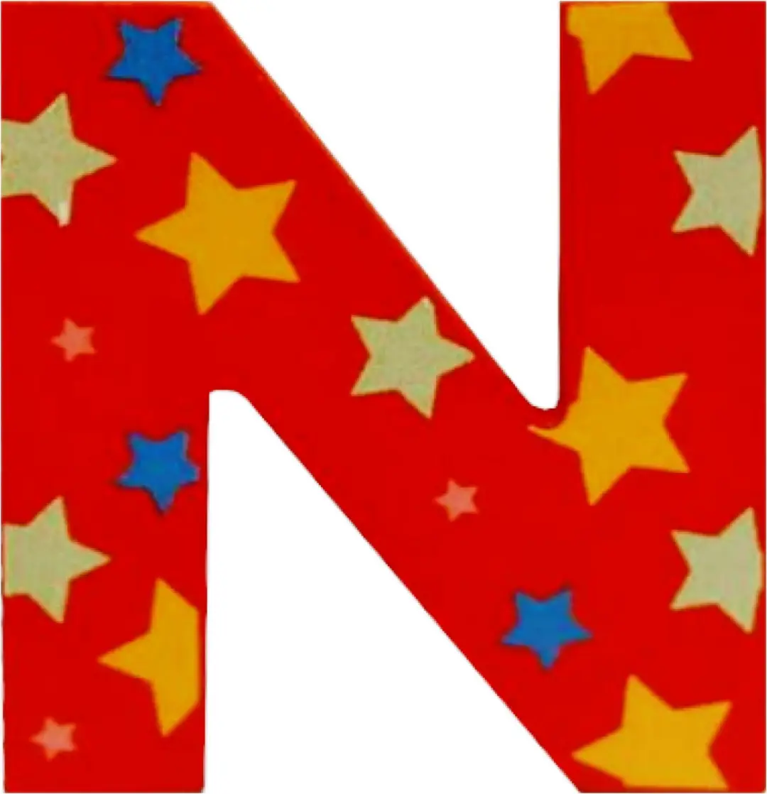 BIGJIGS Decoratieletter N Hout 7cm - Rood